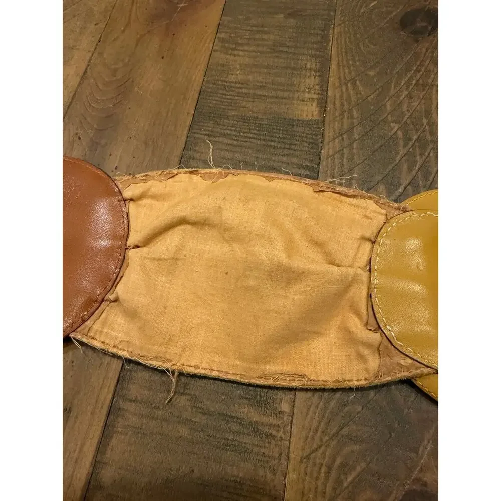 FENDI BROKEN Leather Belt Mustard Yellow HEAVILY USED